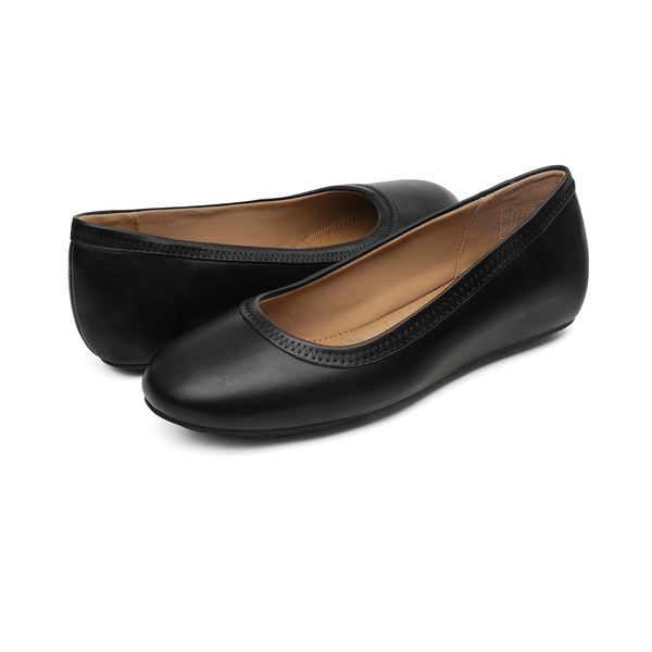 Low Wedge Round Toe Flat Shoes - BLACK PU - 4